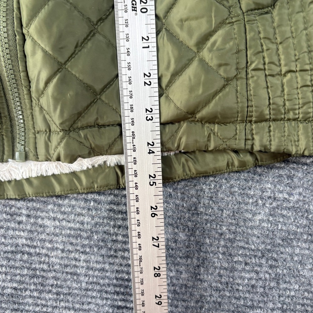 US Polo Assn Womens Small Olive Green Quilted Puffer Jacket Hooded Sherpa Lined - Picture 3 of 6